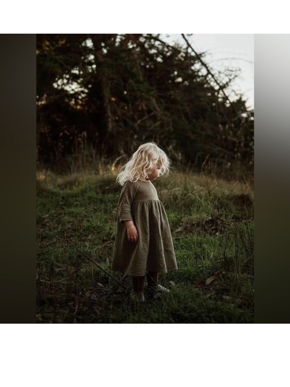 Simple folk muslin dress Olive Green